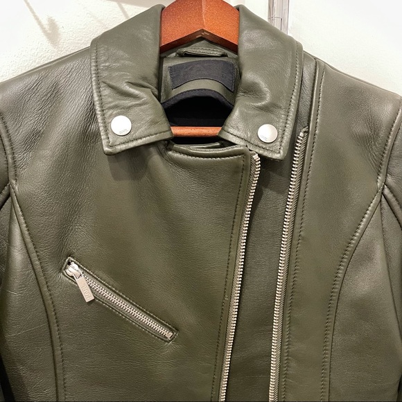 LIKE NEW. KARL LAGERFELD LEATHER BIKER JACKET - Picture 7 of 11